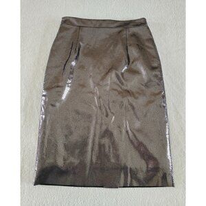 Milly Womens Metallic Goat Leather Pencil Skirt Size 0 Silver